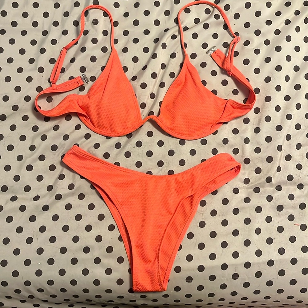SHEIN coral high waisted bikini